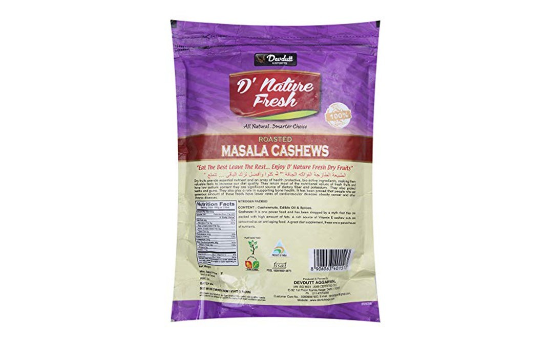 D'nature Fresh Roasted Masala Cashews    Pack  180 grams